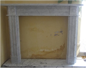 Carrara White Marble Simple Design Home Fireplace