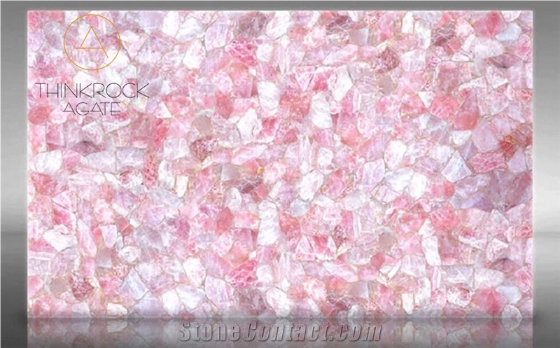 China Pink Crystal Slabs for Wall Applications