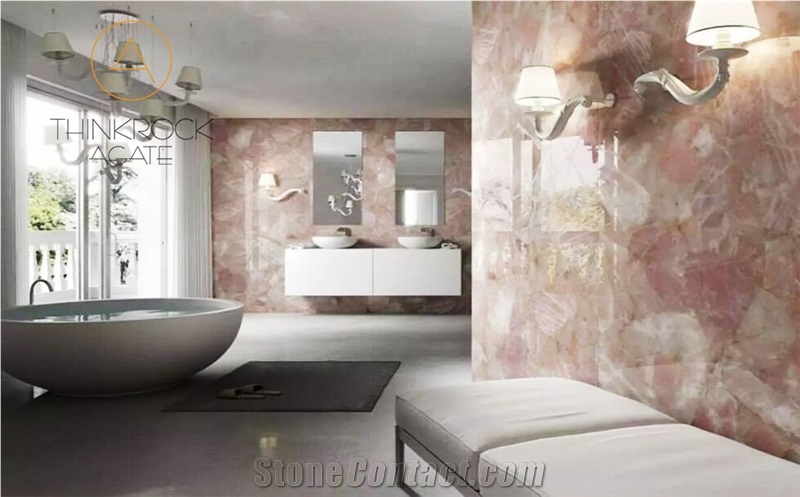 China Pink Crystal Slabs for Wall Applications