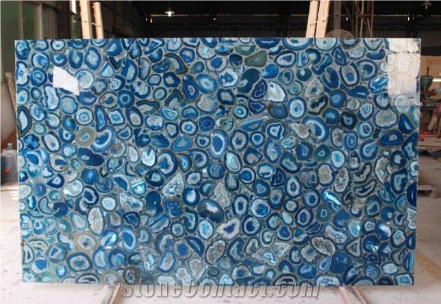 China Semi Precious Blue Agate Slabs for Wall