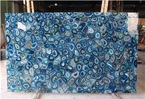 China Semi Precious Blue Agate Slabs for Wall
