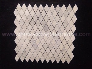 Cloudy White Marble Rhombus Mosaic Wall/Floor Tile