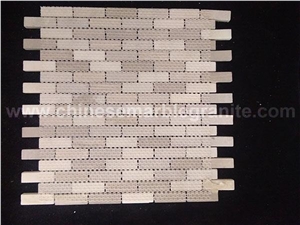 Grey + White Wooden Marble Mixed Wall Mosaic Tiles