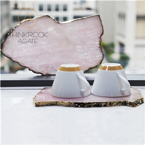 Irregular China Pink Crystal Tea Trays