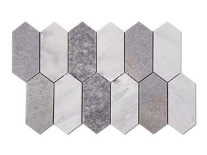 Long Hexagon Mixed Color Marble Mosaic Wall Tiles