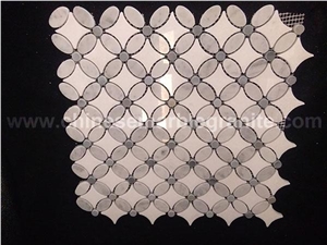 Mixed Marble Flower Pattern Mosaic Walling Tiles