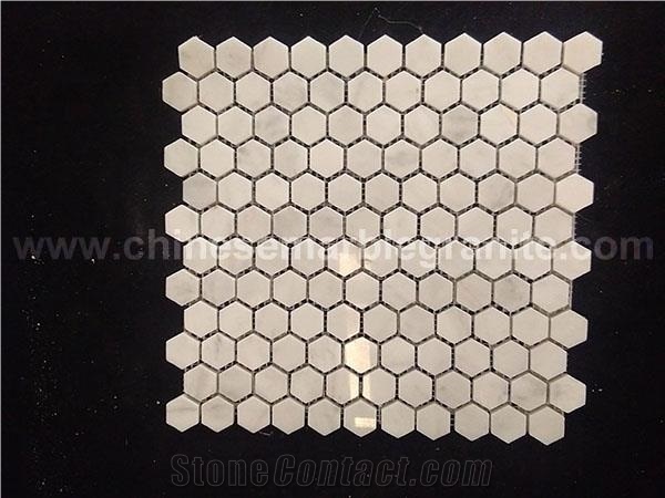 Pure White Marble Hexagon Chips Wall/Floor Mosaic