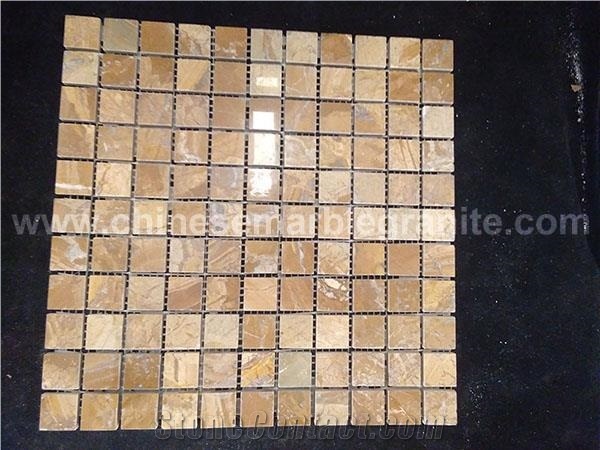 River Yellow Marble Square Mosaic Wall/Floor Tiles