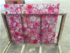 Semi-Precious Stone Slab, Pink Agate Wall Panel