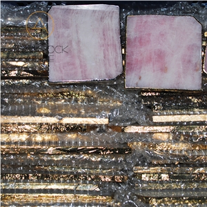 Semiprecious Stone Tile Pink Crystal Trays for Cup
