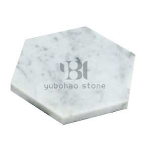 Hexagonal Carrara White Marble Trays for Kitchen