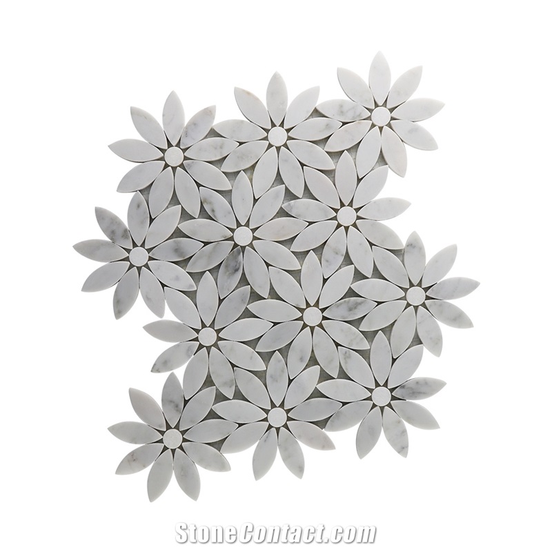 Carrara Flower Design Wall Tiles Moasic