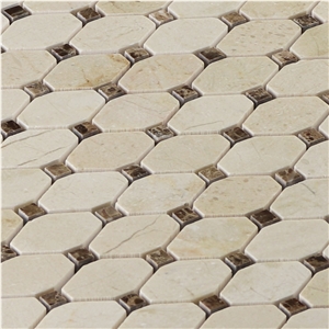 High Quality Crema Marfil Octagon Marble Mosai