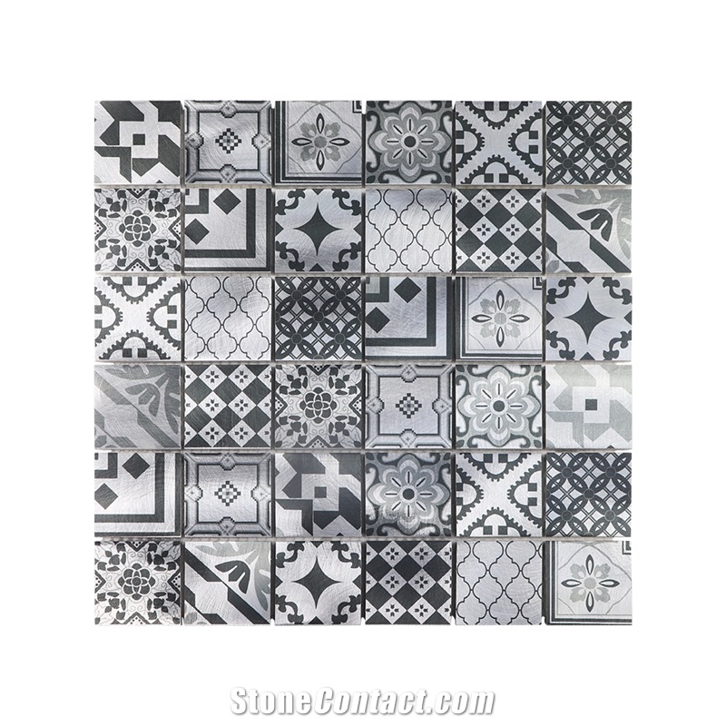 Inkjet Mosaic Grey Flower Pattern Tile