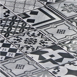 Inkjet Mosaic Grey Flower Pattern Tile