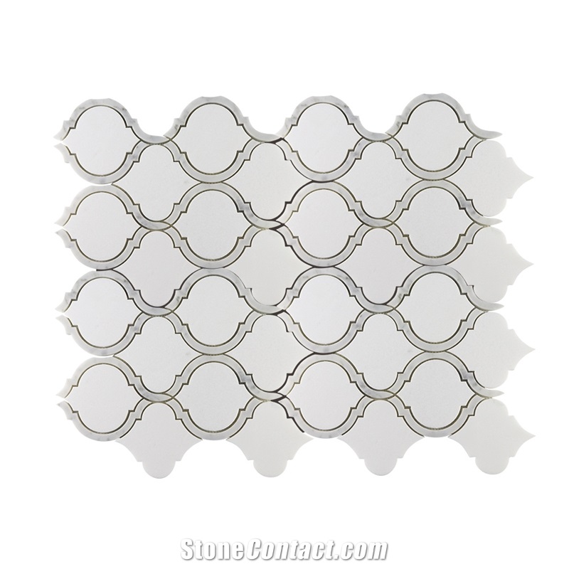 Wall Decoration White Marble Waterjet Mosaic