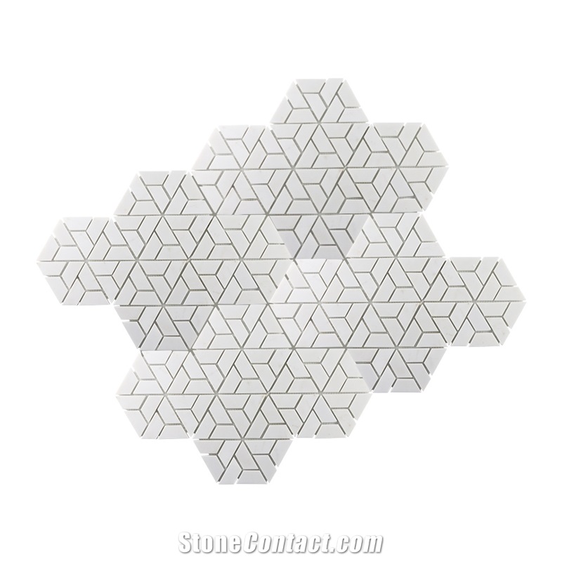 White Marble Stone Flower Wall Mosaic Tiles