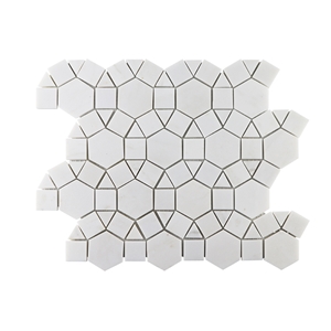 White Waterjet Flower Marble Mosaic Tile
