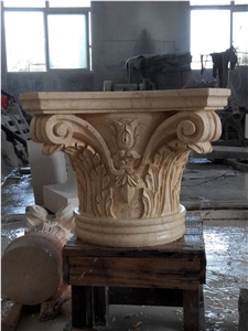 Beige Marble Capital Hand Carve