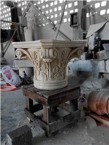 Beige Marble Capital Hand Carve