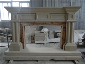 Limestone Fireplace Sculpture Mantel Fireplace