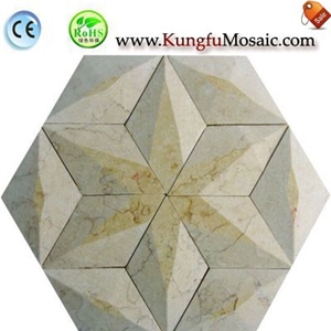 Beige Hexagram Marble Mosaic 3d Tiles