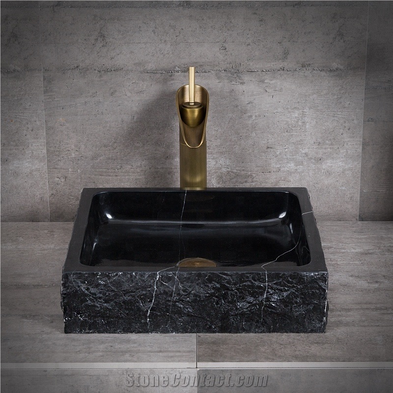 Beige Travertine Bathroom Stone Wash Basins Sinks