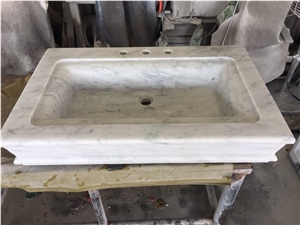 Bianco Carrara Marble Kitchen Rectangle Stone Sink