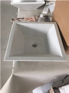 Bianco Carrara White Marble Bathroom Wash Basins