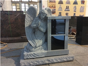 Black Granite Tombstone Monument with Angel