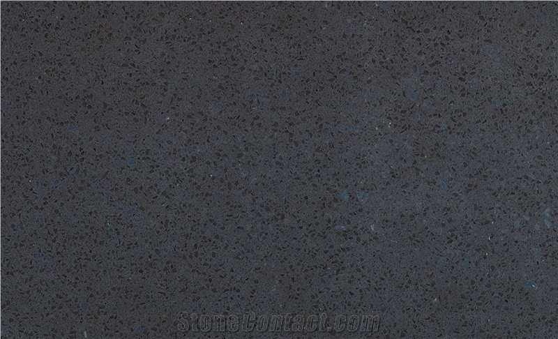 China Absolute Pure Black Quartz Stone Slabs 4019
