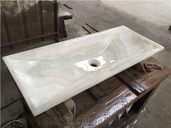 China Honey Yellow Onyx Round Bathroom Wash Basins