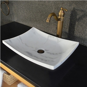 Honed Arabescato Arni Marble Rectangle Sinks Basin