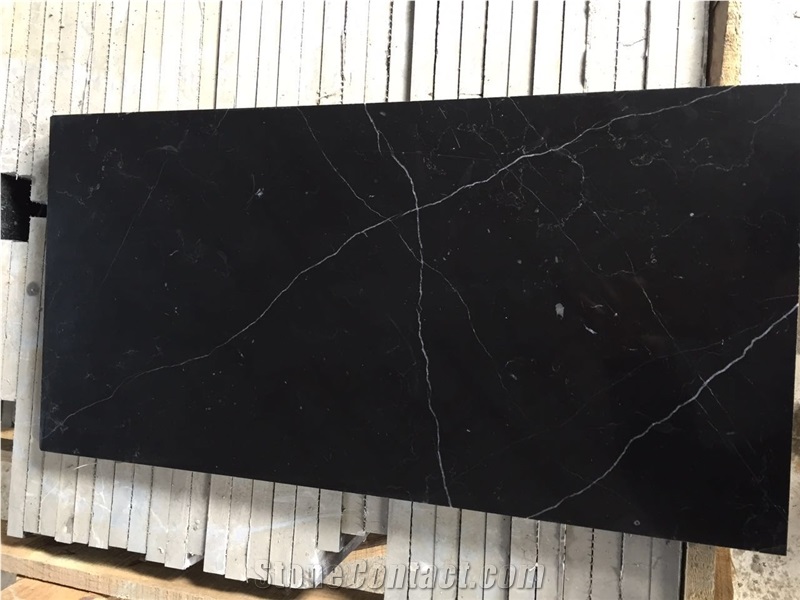 Honed Nero Marquina Marble Marble Flooring Tiles