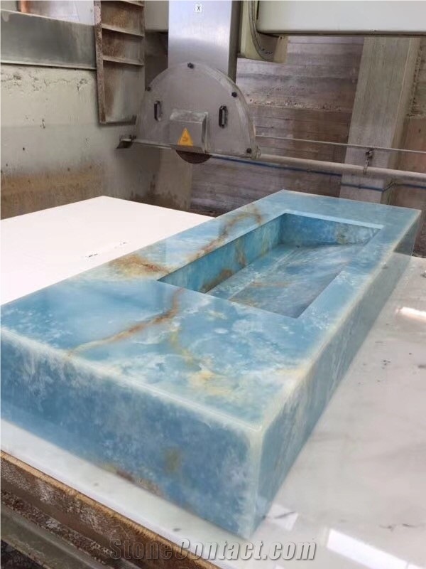 Iran White Snow Onyx Rectangle Wash Bathroom Sinks