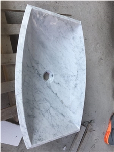 Italy White Carrara Marble Rectangle Stone Basins