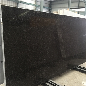 Polished Black Quantum Quartz Stone Tile Slab 5015