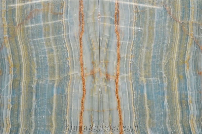 Polished Blue Wooden Onyx Slabs for Flooring Tiles