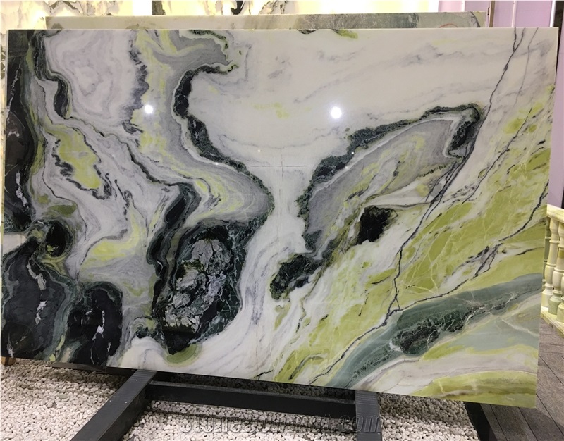 Polished Chinese Landscape Green Marble Stone Slab
