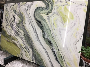 Polished Chinese Landscape Green Marble Stone Slab