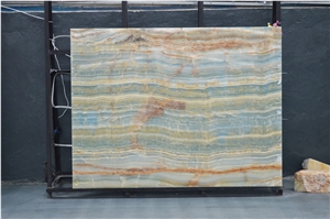Polished Onice Blue Wood Onyx Wall Cladding Tiles