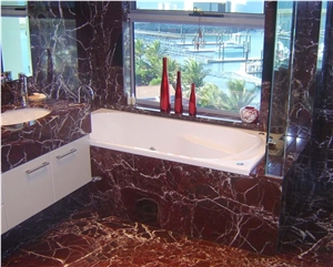 Red Elazig Visne Marble Bathroom Floor Wall Tiles