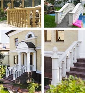 White Limestone Terrace and Staircase Balustrade
