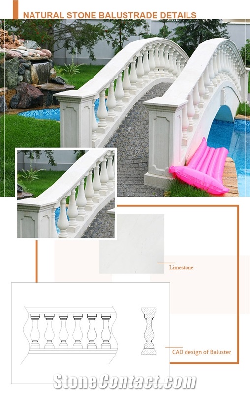 White Limestone Terrace and Staircase Balustrade