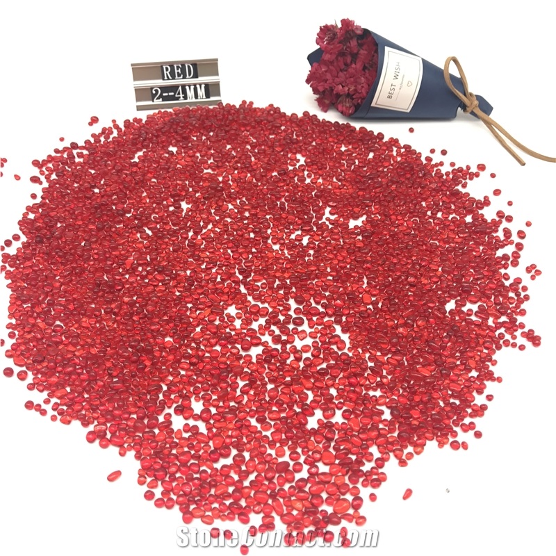Red Glass Beads for Landscaping Decorative