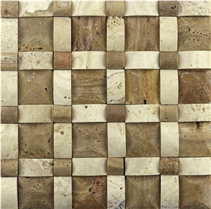 Dt06 Bursa Decorative Natural Travertine Stone Wall Pattern Mosaic