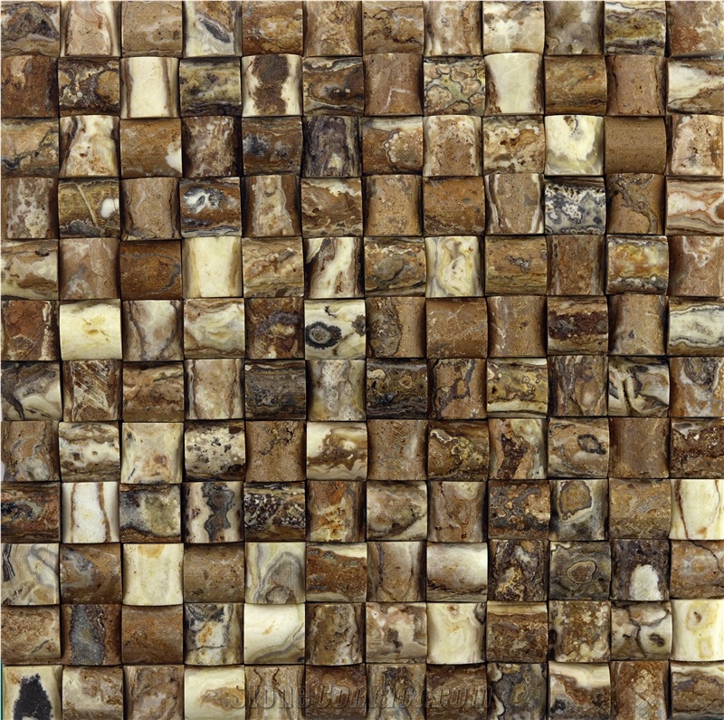 Dt12 Kirsehir Decorative Scabas Travertine Mosaic Wall Cladding