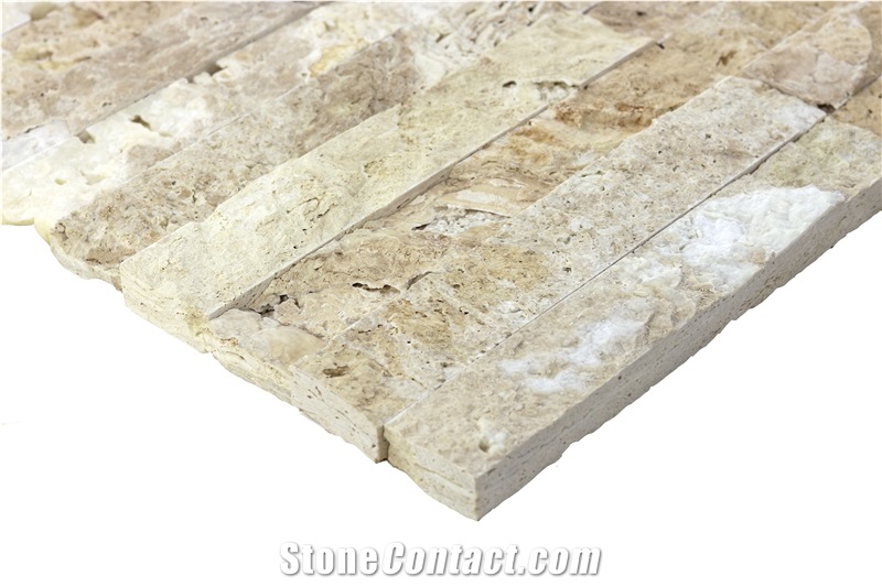 Pt15 Afyon Split Face Ivory Travertine Natural Ledge Stone