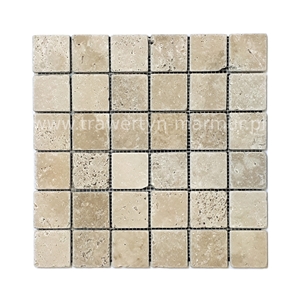 Travertine Walnut Tumbled 5x5 Mosaic Tile
