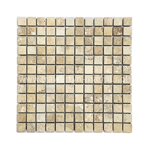 Travertine Yellow Tumbled 2x2 Mosaic Tile